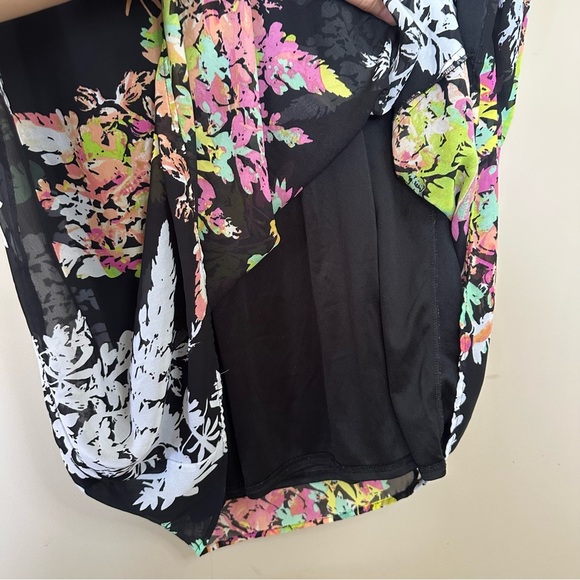 Lane Bryant Floral Maxi Dress Women 14/16 Vneck Empire Waist Flutter Sleeve Blac - Picture 4 of 9